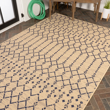 Ourika Moroccan Geometric Textured Weave Indoor/outdoor Area Rug
